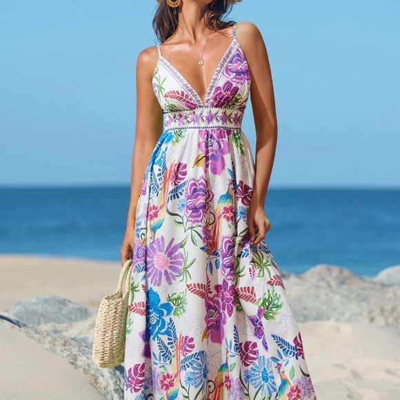 NWT Cupshe Floral Maxi Dress - Multicolor - Picture 6 of 7